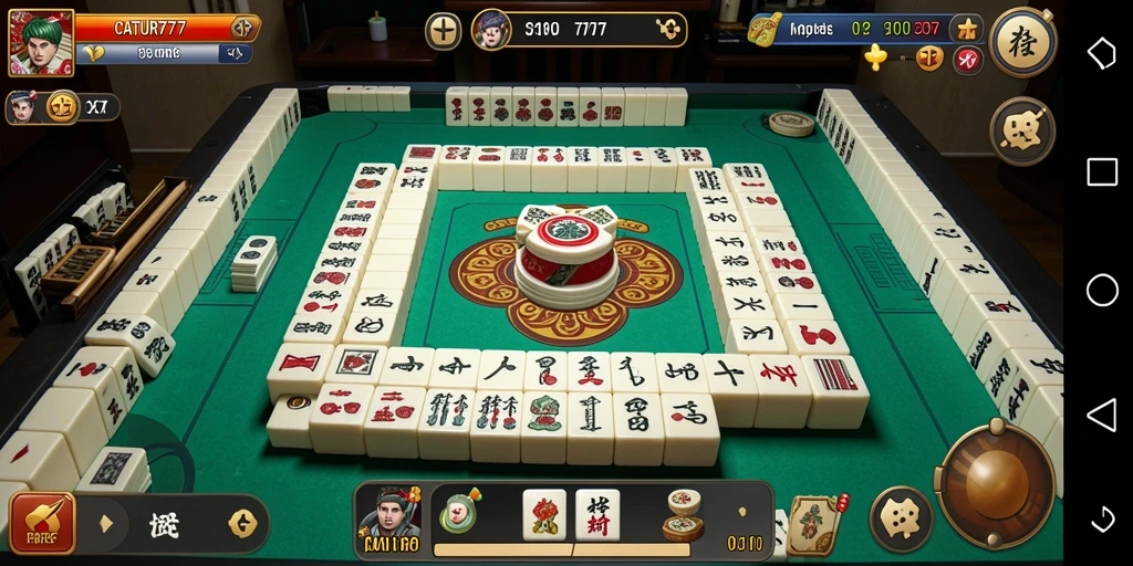Screenshot gameplay CATUR777 menampilkan suasana bermain Mahjong yang menghibur.