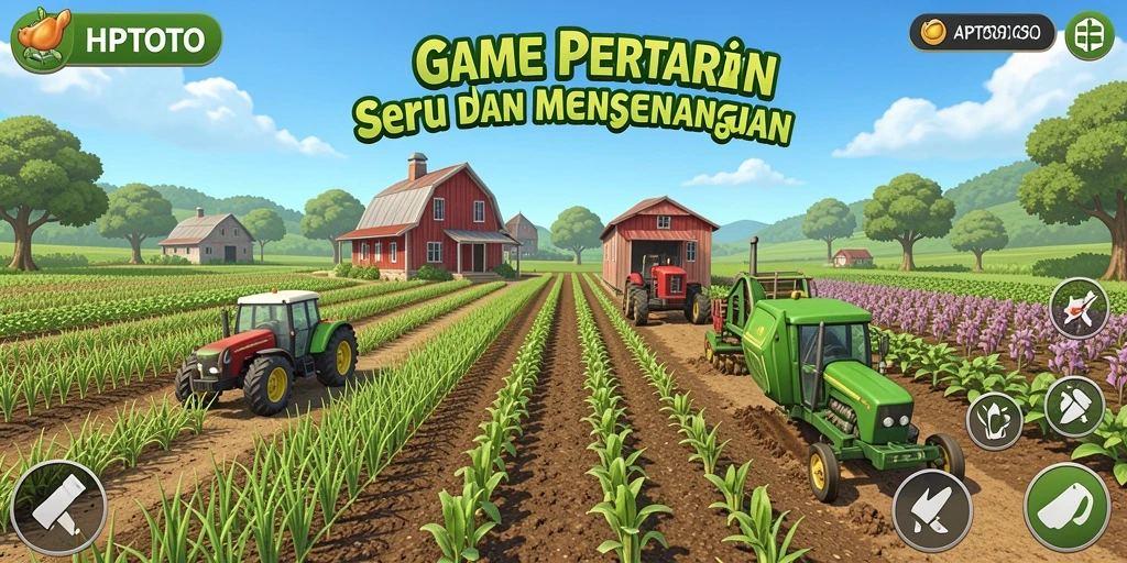 Tampilan gameplay HPTOTO dengan suasana pertanian yang hidup.