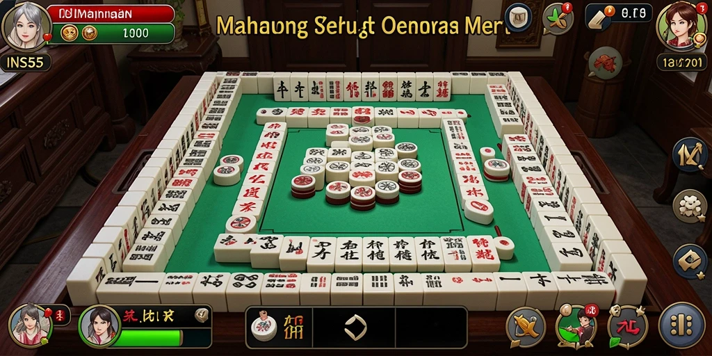 Tampilan gameplay seru dari INS55 saat menyusun ubin Mahjong.