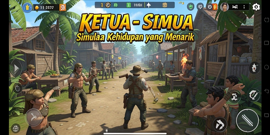 Tampilan gameplay menarik dalam KETUA, menunjukkan interaksi karakter.