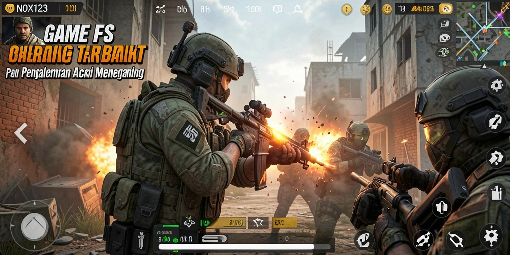 Tampilan gameplay <strong>NOX123</strong> yang dinamis dan menegangkan dengan berbagai aksi pertempuran.