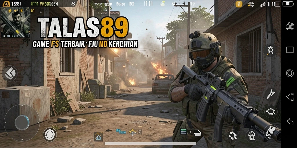 Tampilan gameplay menembak yang seru dalam TALAS89.