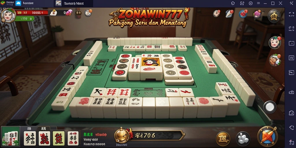 Screenshot gameplay ZONAWIN777 yang menampilkan aksi Mahjong seru.